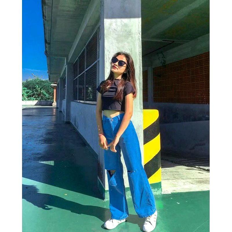 Celana Kulot Jeans Sobek Wanita - Model Terbaru Nyaman Panjang Nyaman Panjang Keren petite pants unsex regular cargo 3