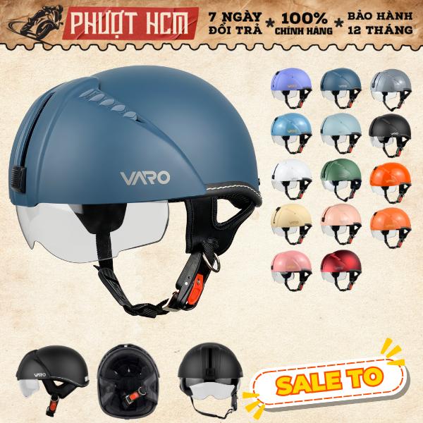 Mũ Bảo Hiểm VARO Nửa Đầu Kính Âm An Toàn Gọn Nhẹ Chống Chói Đạt Chuẩn Quatest 2 Chính Hãng Bảo Hành 12 Tháng