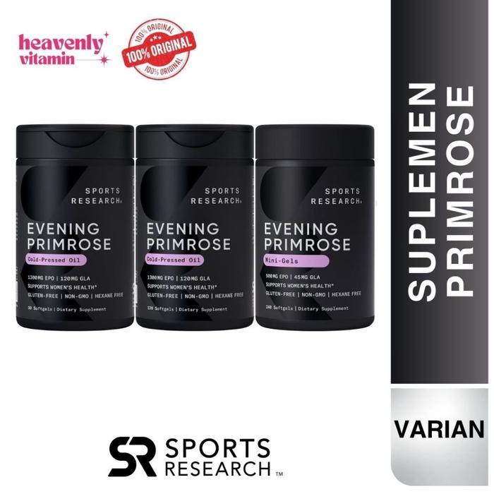 READY STOCK SPORTS RESEARCH EVENING PRIMROSE OIL (1300MG) COLD-PRESSED - 30 & 120 SOTGELS - 1300mg Isi : 30 Soft