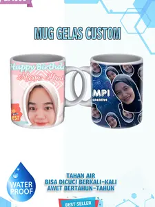 Mug Gelas Custom Bebas Gambar Murah FREE DESAIN
