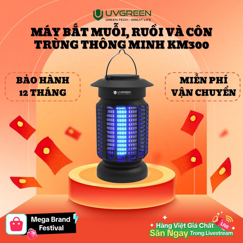 KOC Đèn Bắt Muỗi Ruồi Và Côn Trùng Thông Minh UVGREEN KM300 Hiệu quả đến 50m2 Máy Bắt Muỗi Công Suất 16W Máy Đuổi Muỗi An Toàn Tiện Lợi Bảo Hành Chính Hãng 12 Tháng