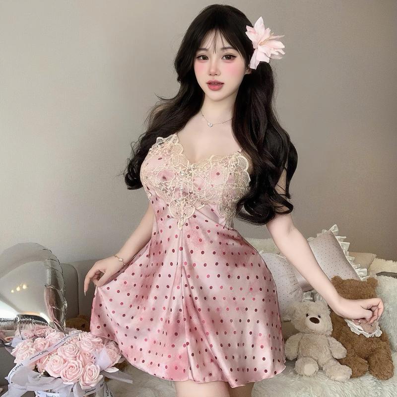  25106-Váy Lụa Quảng Châu hai dây lụa phối ren hoa thêu nổi  kèm Chip Khi Mua Qua Live  