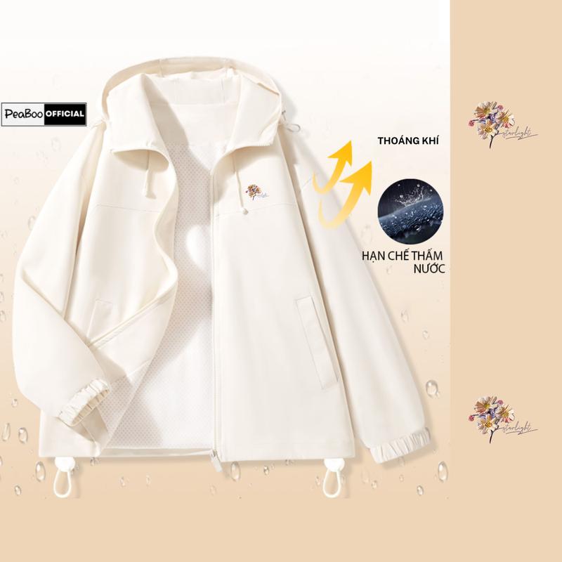 Áo Khoác Gió Nam Nữ Mũ Cao Cấp 2 Lớp PEABOO Mã BST03 In Hình Chống Nước Chống Nắng Form Rộng Kiểu Dáng Unisex