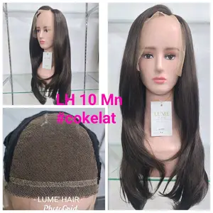 Half Lace Wig Bebas Belahan Rambut Palsu Wanita Dewasa LH 10 Mn Lume Hair LH