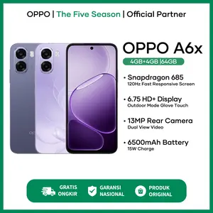 HP OPPO A6x 4/64 4/128 6/128 - 6500mAh Large Battery Snapdragon 685,Garansi Resmi OPPO Indonesia
