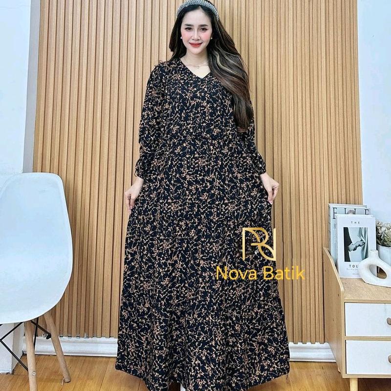 Gamis Remekan gamis jumbo Ld 120cm gamis rempel susun Dress Rayon ...