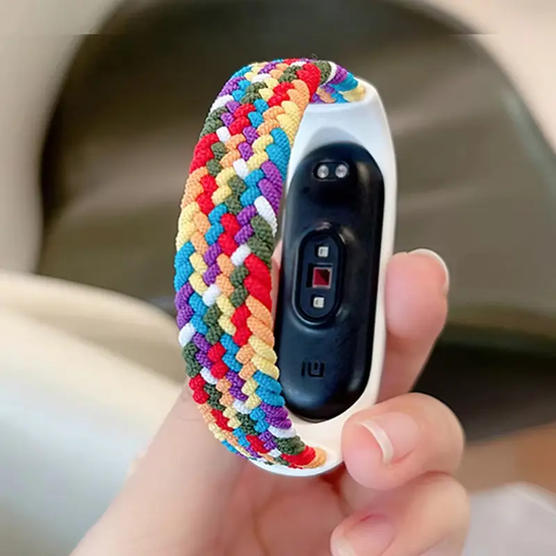Vòng đeo tay cho Xiaomi Mi Band 6, Dây đeo, Nylon bện, Vòng đeo đồng đồng hồ Solo, Đồng hồ thông minh NFC, Thích hợp cho Miband 7, Thắt lưng, Correa, Tương thích với Mi Band 7, 5, 4 và 3.