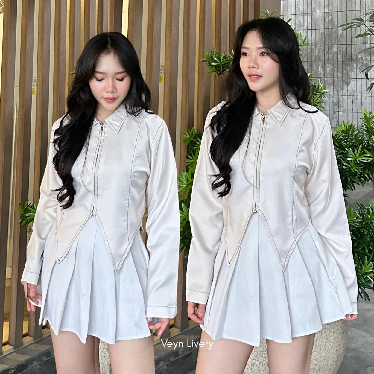 Veyn Livery - Catherine Outer Top Wanita Semiwool Premium Lengan Panjang Zipper Longsleeve Cardigan