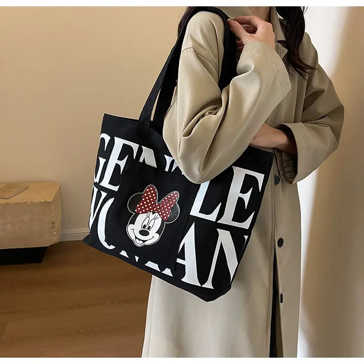 New canvas tote bag, single shoulder tote bag, large capacity bag for women