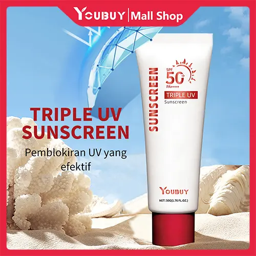 【COD】YouBuy BPOM Sunscreen SPF 50+ PA++++ Sunscreen 50g untuk perawatan muka berminyak berjerawat dan mencerahkan wajah with ceramide 0