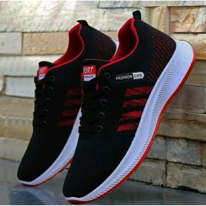 diskon promo sepatu sneakers pria kekinian kerja olah raga ngampus kuliah sekolah harian jalan formal kasual hits viral Shoes Snekers Casual Hitam Sport Running Putih Black chx Olahraga 2