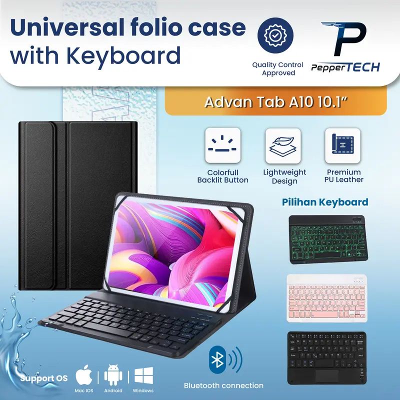 Case Tablet Universal Keyboard For Advan Tab A10 10.1" 2024 Advan A 10 10,1 Inch Premium Leather Case Wireless Bluetooth Keyboard Flipcase Flip Cover Bookcover Aksesoris 0