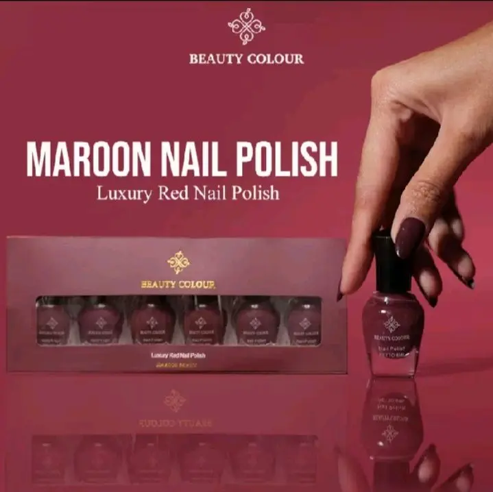 Kutek Maroon 6 pcs Beauty Kutek - Cat Kuku Pewarna Kuku - Nail, Polish, Art