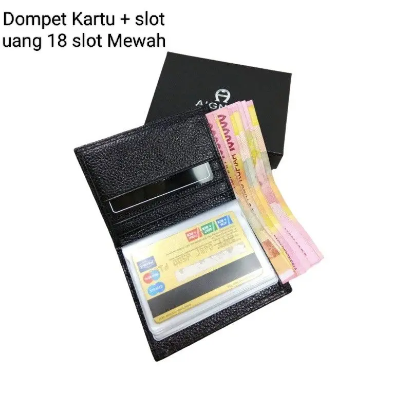 Dompet Kartu 18 in 1 Card Holder + slot uang kulit sintetis dompet kartu kredit elegan 1