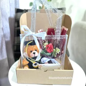 Hampers wisuda Tas mika boneka / buket bunga artificial/ kado wisuda / hadiah wisuda / buket uang / piala boneka wisuda / tas mika