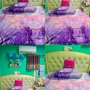 Bed Cover Set Sprei Indira Marble - Ukuran Lengkap 180x200 160x200 120x200 200x200 - Fankay Bedcover Sprei