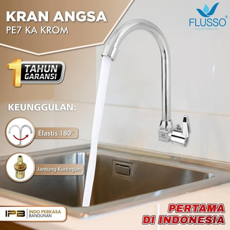 FLUSSO Kran Leher Angsa Drat Tembok 1/2 Inch Keran Air Cuci Piring Kualitas Premium | 2215 9