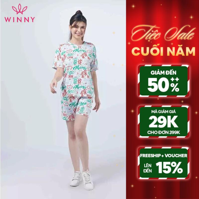 BIG SIZE WINNY - Bộ Mặc Nhà Nữ Winny Đồ Ngủ Cộc Tay Quần Đùi Suông Rộng KW-22904