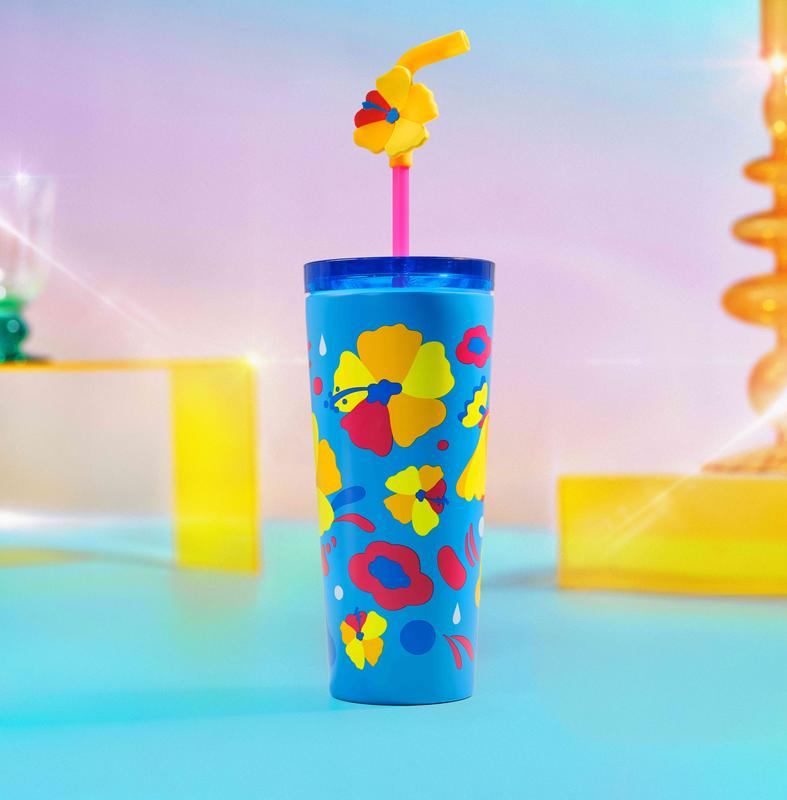Ly Starbucks 16OZ SS FY25 SUM1 BLOOM LIKE SUMMER W/STRAW CAP WM (473ml)