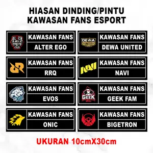 Hiasan Dinding Pintu Kamar Fans Esport 10x30cm Banyak Warna Free Double Tape