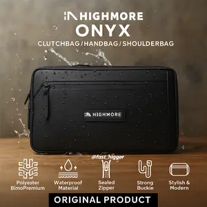 Highmore Tas Selempang Pria Clutch ONYX 3in1 Handbag Waterproof Hitam - Slingbag & Waistbag - Bahan Bimo Balon - Desain Urban Modern - Unisex
