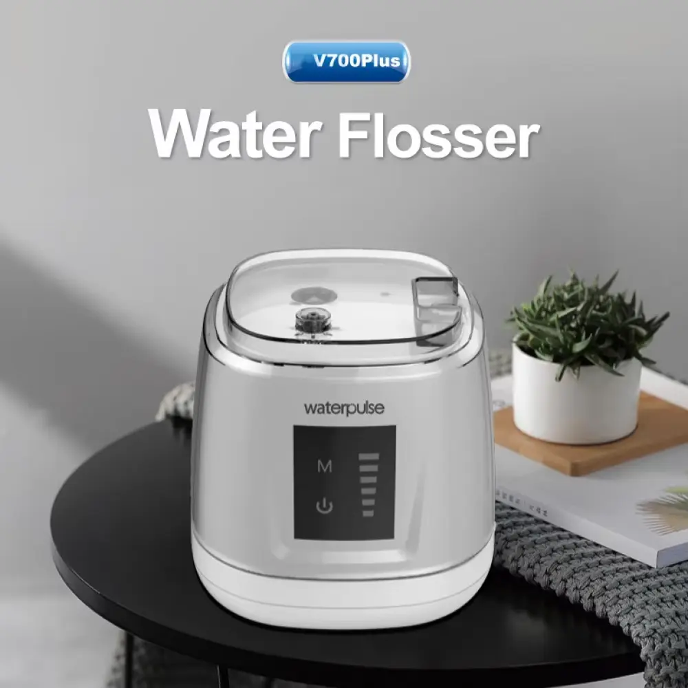 Waterpulse Water Flosser Dental Oral Irrigator Pembersih Karang Gigi V700Plus dengan 6 Intensitas Tekanan Air & 6 Model Kepala Ergonomis untuk Gigi dan Gusi Sensitif