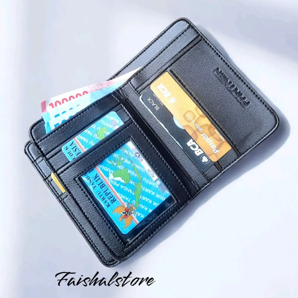 Dompet Kulit 3/4 Polos untuk Pria dan Wanita dengan Kartu - Cowok Uang
