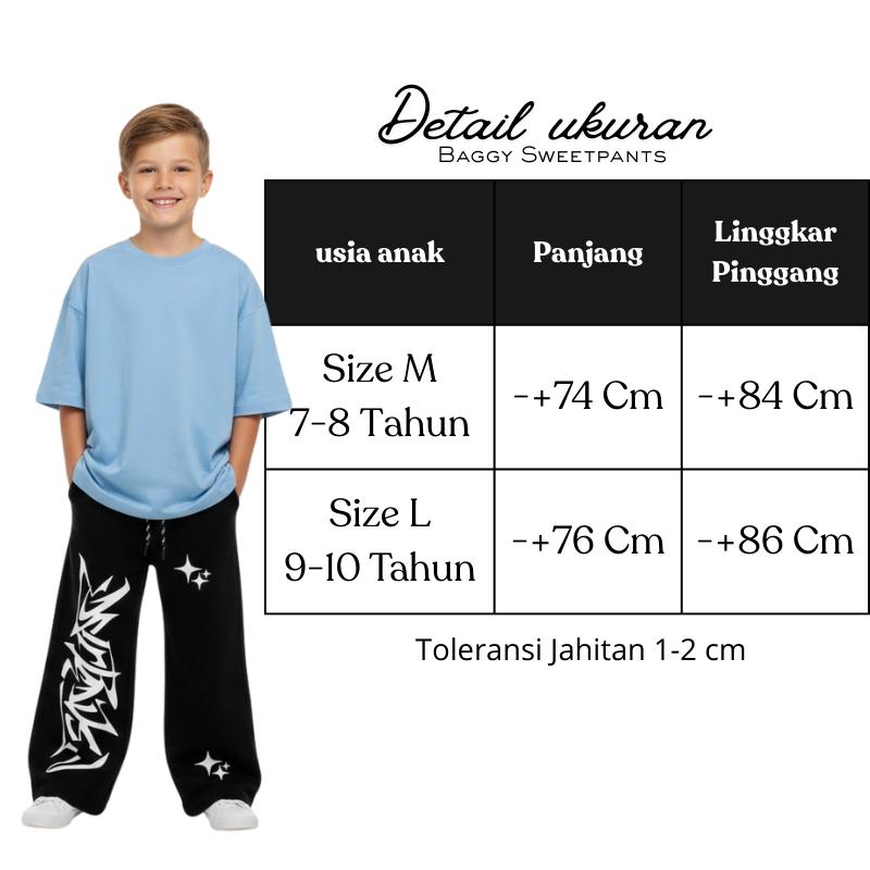 Celana Scena Baggypans Anak Laki-laki Motif The Dolls Hitam Desain Unik Nyaman dan Keren usia 7- 11 tahun