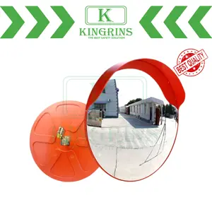 Kingrins Cermin Cembung / Convex Mirror tikungan jalan Outdoor 60 cm Kaca Polycarbonate Warna Orange untuk Lalu Lintas Indoor & Outdoor Dilengkapi Bracket Baut dan Mur
