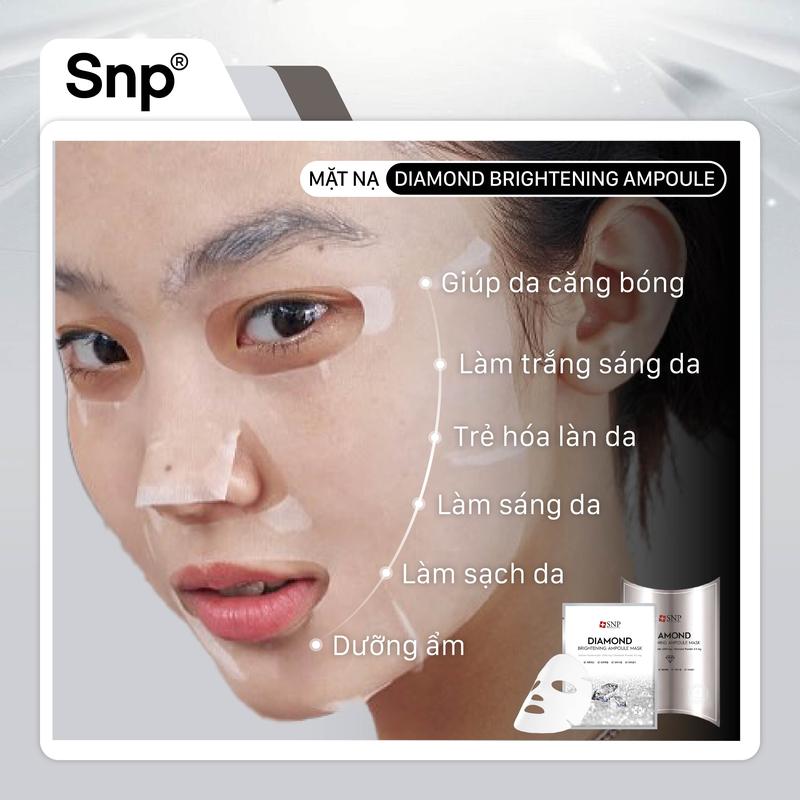 Mặt nạ giấy SNP dưỡng trắng, dưỡng ẩm Diamond Brightening Ampoule Olive Young Hàn Quốc [Hộp 10 miếng] 2