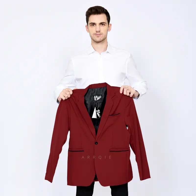Jas Formal Pria Terbaru Warna Maroon Model Slim Fit Ukuran S M L XL XXL Bahan Lembut Dan Tebal Nyaman Dipakai 7