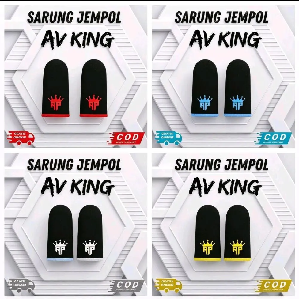 AV king  Sarung Jempol Merah Putih Biru Kuning Anti Keringat Cocok untuk Bermain Game Online FF ML PUBG Fiffa Mobile e Football