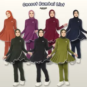 NANO SPORT - BAJU SENAM WANITA RUMBAI LIST - BAJU OLAHRAGA WANITA - SETELAN SENAM MUSLIM WANITA