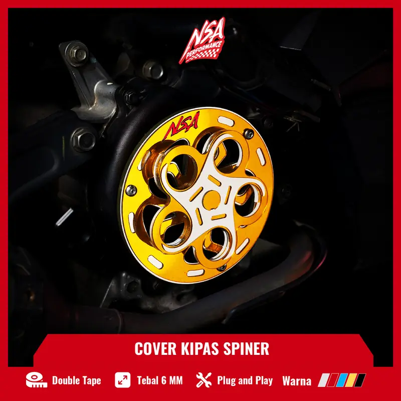 NSA COVER KIPAS SPINER CYCLONE Beat Scoopy Mio Vespa TUTUP PELINDUNG KIPAS RADIATOR UNIVERSAL Baut Gold cover  radiator Motor Motorcycle 1