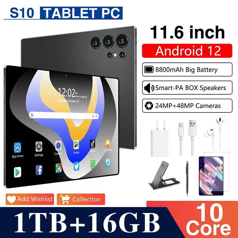 【Limited time offer for free wireless mouse keyboard】  s10  11.6" Tablet [16GB+1TB] | Pengalaman Pro Layaknya PC | 120Hz OLED Real Color FullView Display | Ultra-tipi 0