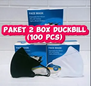[PAKET 100pcs] MASKER DUCKBILL DEWASA FACEMASK / DUCKBIL GARIS / MURAH hitam putih