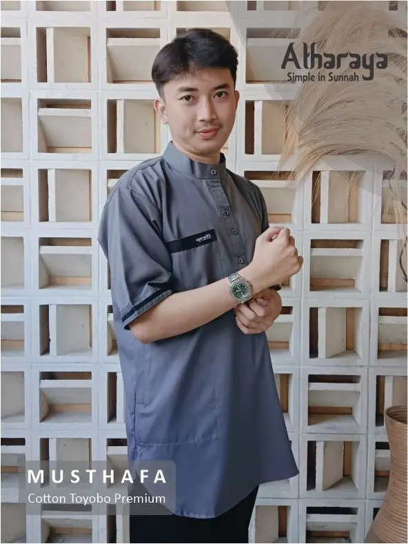 TERLARIS Baju Koko Pria Lengan Pendek Katun Toyobo Kurta Muslim Nyaman Santai 0
