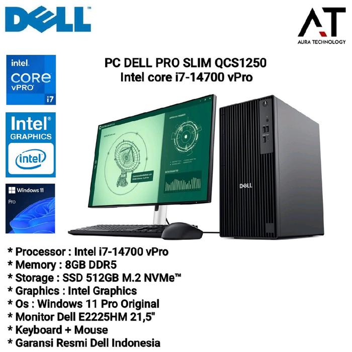 Vpro Pc Monitor Jual PC Dell Pro Slim QCS1250 i7 14700 vPro 8GB/16GB DDR5 SSD 512GB ...