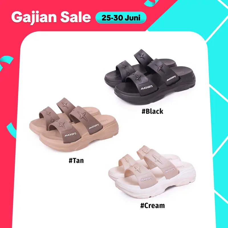 [MACKER'S] 2411 Sandal Slop Karet Wanita Tinggi Tebal Model Kasual Kekinian Fashionable 0