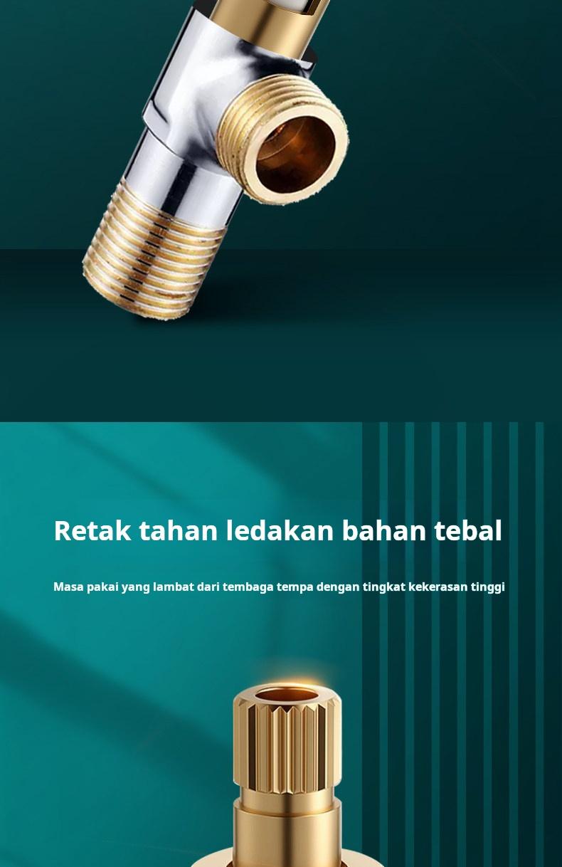 Fitting anti bocor keran universal berbahan tembaga murni, katup sudut, keran air dingin tunggal, inti katup tembaga dapur, pegangan.