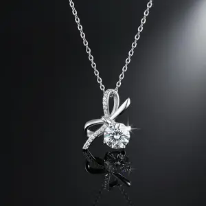 Golden Ribbon Shine: Kalung Pita Elegan Bahan Tembaga Plating Kristal Zircon AKE0037