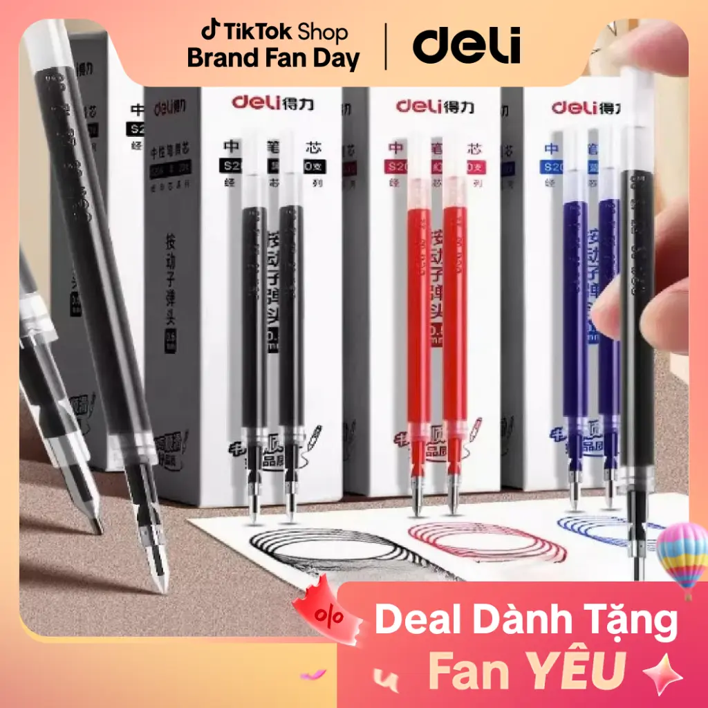 Combo Ngòi bút gel thay thế màu xanh/ đen/ đỏ S206 - ruột bút gel dùng cho bút A575 và A057B Deli đủ màu đỏ đen xanh