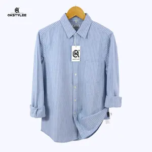 Kemeja Pria Lengan Panjang-Kemeja Panjang Salur Stripe Oxford Premium-Kemeja Casual Pria-okstylee
