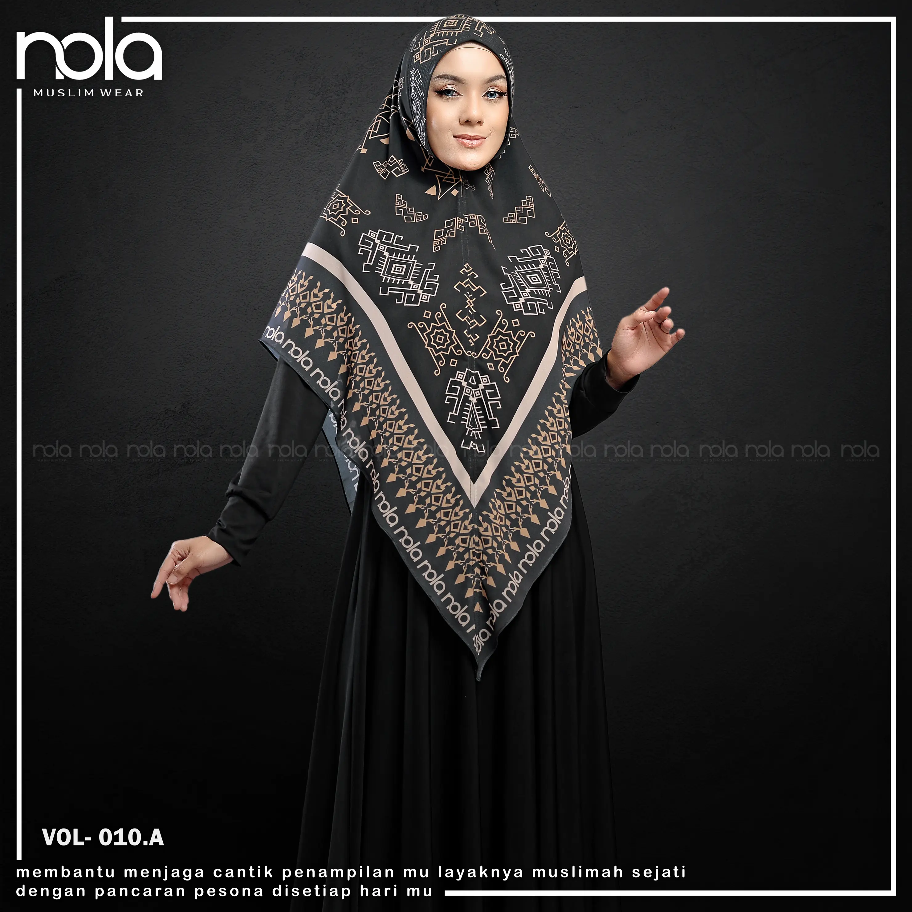 NOLA - Khimar Printing Sultan Batik Edition  Ceruti Ceruty Muslim Jilbab Motif Batik Syari Wanita Kerudung Panjang Layer