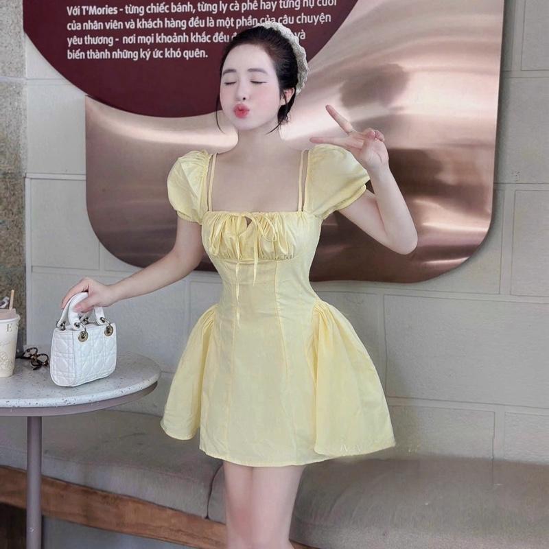 (Pl) Váy Xinh Tay Bồng Tùng Váy Xoè Nhẹ Nhàng Nữ Tính Tôn Dáng từ 40-54kg