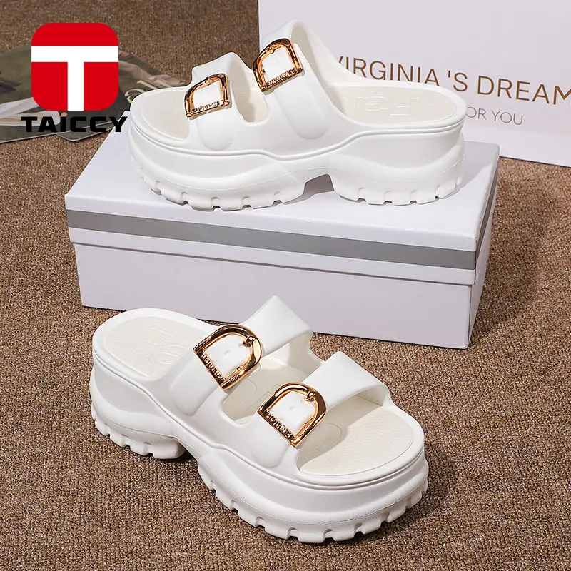 TAICCY Wanita Sandal Jelly Wedges Platform Korean EVA Bahan Karet Ringan Premium Sol Flat Tinggi 7cm