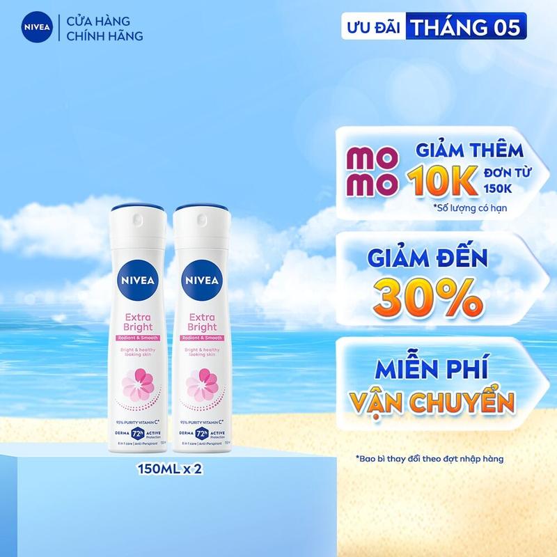 [AWO] Bộ 2 Xịt Ngăn Mùi NIVEA Extra Brightening Dưỡng Sáng Da Tối Ưu | 8 Super Foods (150 ml) - 82967 1