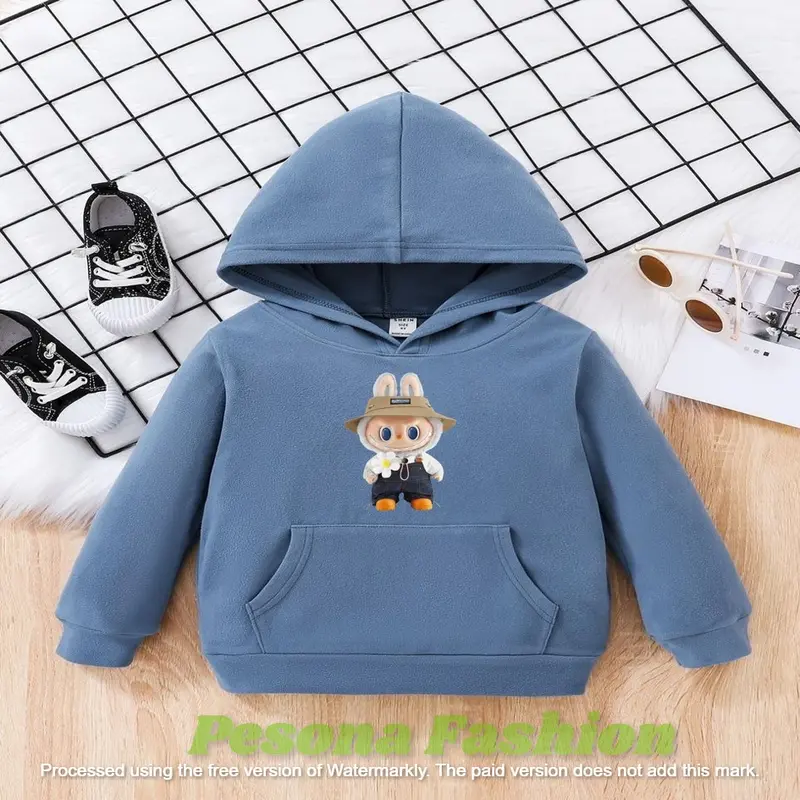 Hodie anak usia 1-12 tahun Hoodie anak cewek cowok  bahan fleece motif viral laabuubu 2