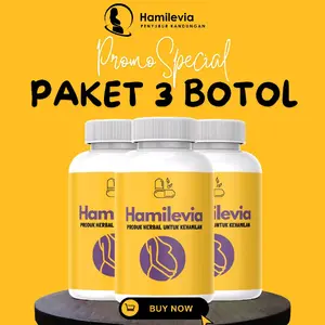 Paket 3 botol Hamilevia Suplemen Herbal Pendukung Kesuburan Aman Alami Terpercaya Halal BPOM BERSERTIFIKAT MUI