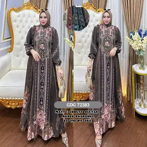 KODE GAMIS CERUTY DIGITAL PRINTING FULL FURING BYFENTY MEWAH Muslim Wanita Busui Dress